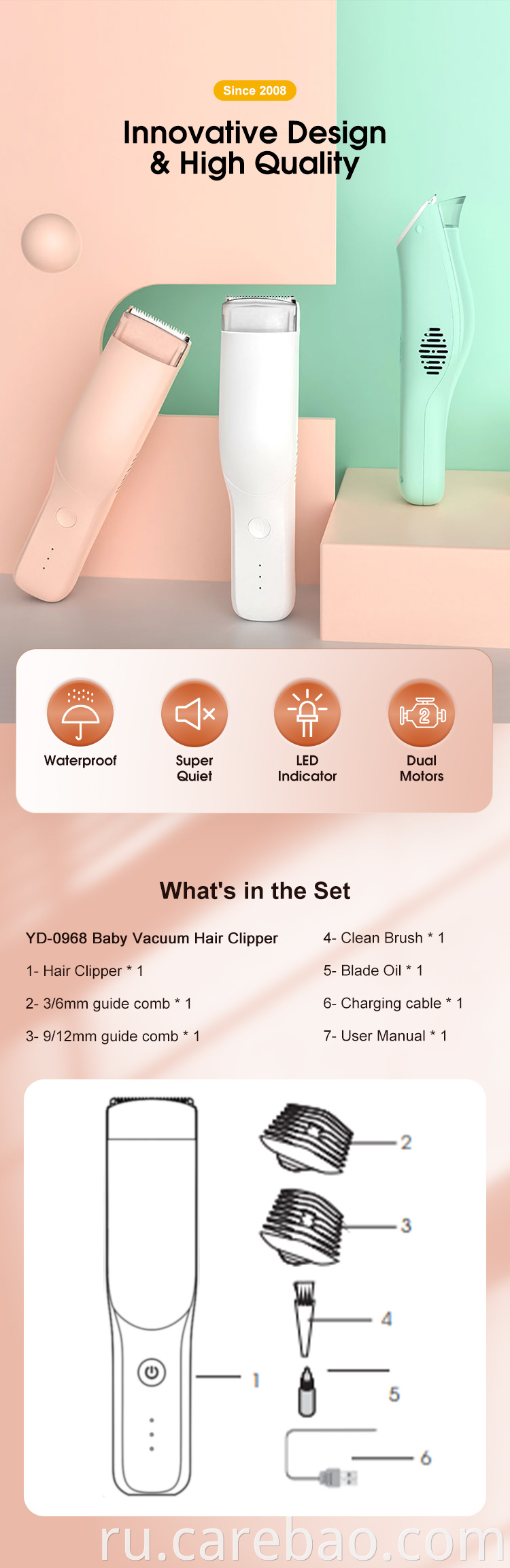Electric Baby Hair Clipper with Vacuum Function